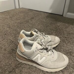 New Balance Light Gray and Tan Sneakers